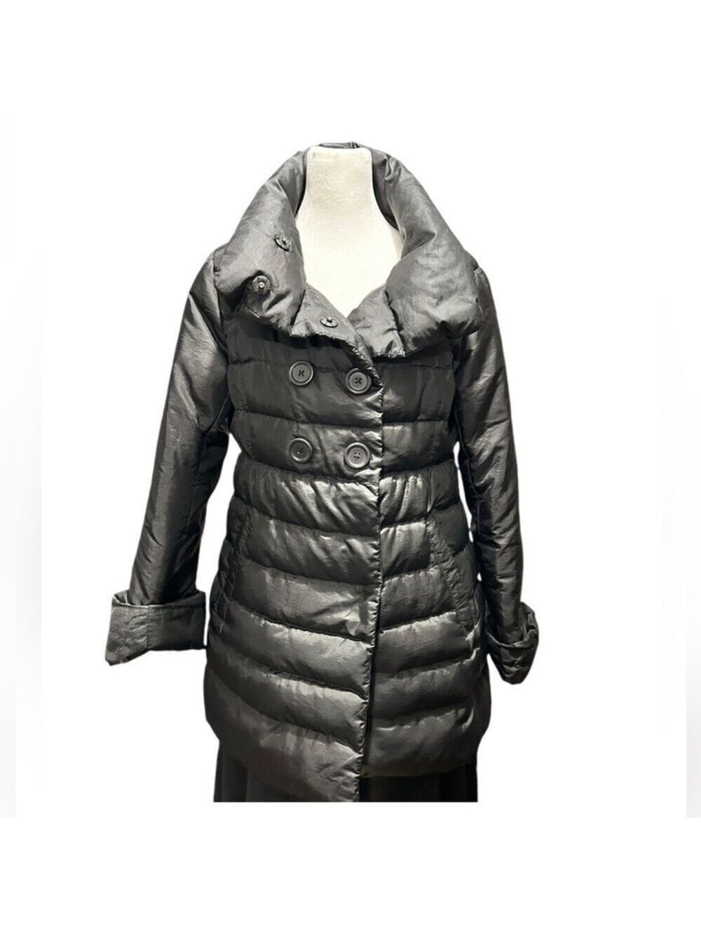 LOFT Down Filled Black 3/4 Length Puffy Winter Coat Women’s Size Small VGC